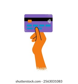 hand with a magnet attracts money on a white background. the concept of financial success. flat pattern with texture, bright colors. stock vector illustration. EPS 10.