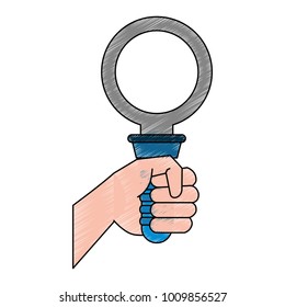 Hand with magnifying glass