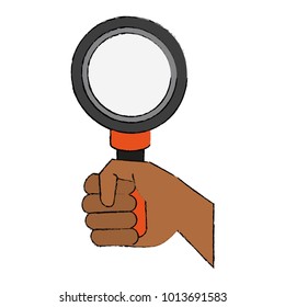 Hand with Magnifying glass