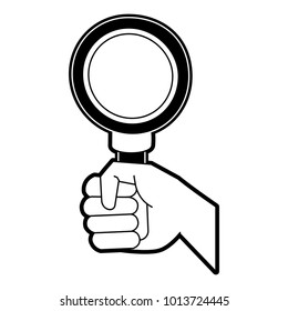 Hand with Magnifying glass