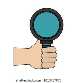 Hand with magnifying glass