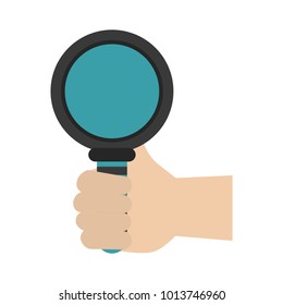 Hand with magnifying glass