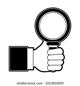 Hand with magnifying glass