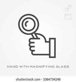 Hand with magnifying glass