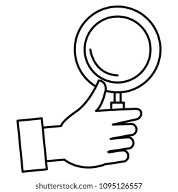 hand with magnifying glass