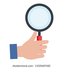 hand with magnifying glass