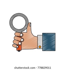 Hand with magnifying glass