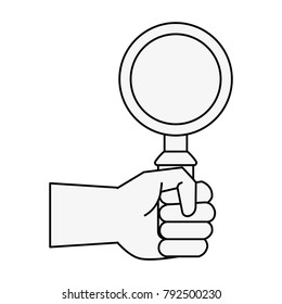 Hand with Magnifying glass