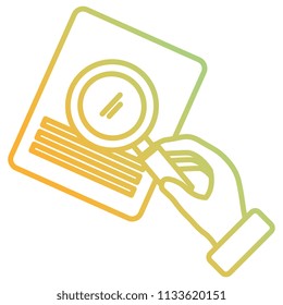 hand with magnifying glass and documents