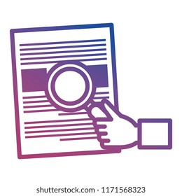 hand with magnifying glass and documents