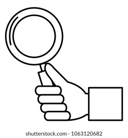hand with magnifying glass icon