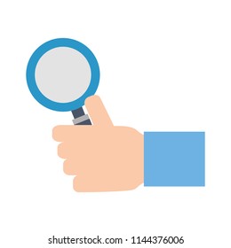 hand with magnifying glass icon