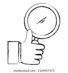 hand with magnifying glass icon