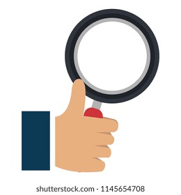 hand with magnifying glass icon