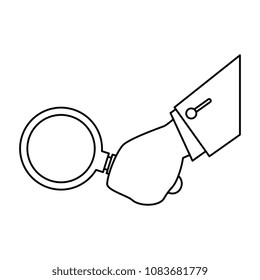 hand with magnifying glass isolated icon