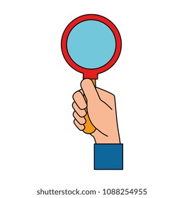 hand with magnifying glass isolated icon