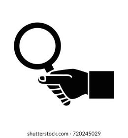 hand with magnifying glass isolated icon