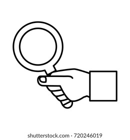 hand with magnifying glass isolated icon