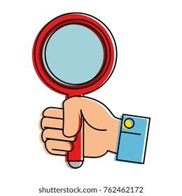 hand with magnifying glass isolated icon