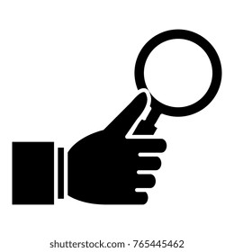 hand with magnifying glass isolated icon
