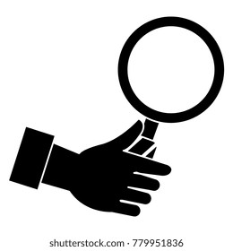 hand with magnifying glass isolated icon