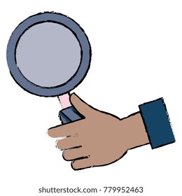 hand with magnifying glass isolated icon