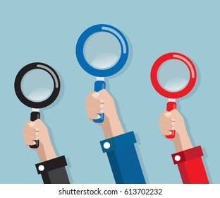 hand with magnifying glass vector illustration