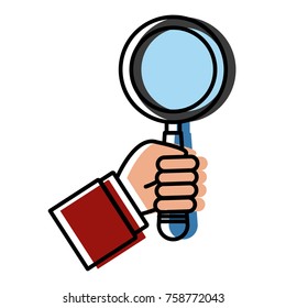 Hand with magnifying icon vector illustration graphic design