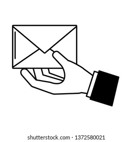 hand with mail envelope