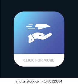 Hand, Mail, Paper Plane, Plane, Receive Mobile App Button. Android and IOS Glyph Version. Vector Icon Template background