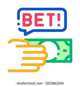Hand Make Bet Betting And Gambling Icon Vector Thin Line. Contour Illustration