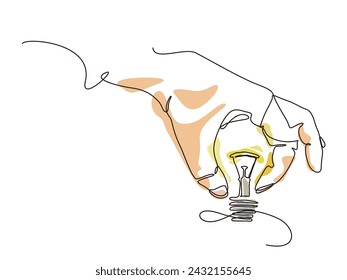 Hand make a bulb shape shows creativity create by ourselves vector illustration graphic EPS 10
