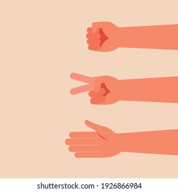 Hand make rock scissors paper. Vector illustration