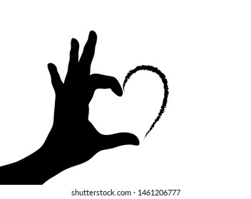 Hand makes a heart symbol, banner for love, 
hand in heart form,
Vector illustration isolated on white background
