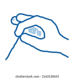 hand making acupuncture sketch icon vector. Hand drawn blue doodle line art hand making acupuncture sign. isolated symbol illustration