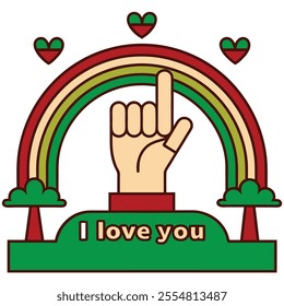 Hand making American Sign Language "I Love You" sign. Perfect for ASL art, cultural designs, and communication-themed graphic projects.