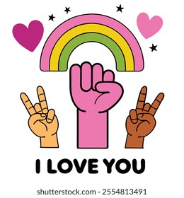 Hand making American Sign Language "I Love You" sign. Perfect for ASL art, cultural designs, and communication-themed graphic projects.