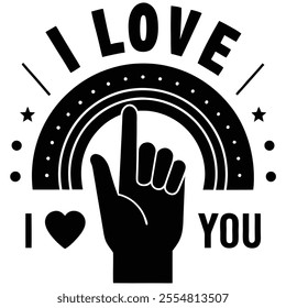 Hand making American Sign Language "I Love You" sign. Perfect for ASL art, cultural designs, and communication-themed graphic projects.