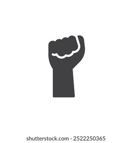 Hand, die eine geballte erste Vektorsymbol macht. Gefülltes Flachschild für mobiles Konzept und Webdesign. Victory Fist Symbol. Triumph oder Erfolg-Symbol, Logo-Illustration. Vektorgrafiken