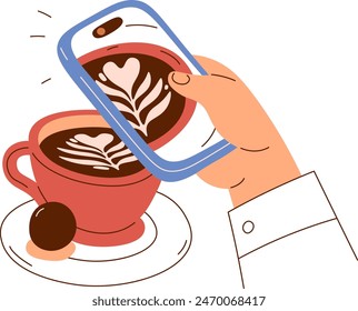 Hand Making Coffee Photo Vector Illustration