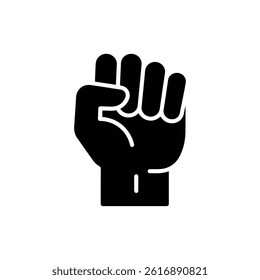 Hand Making a Fist with Middle and Ring Fingers Curled Down Symbolizing Strength