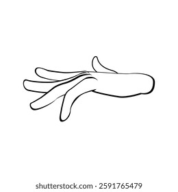 A hand making a graceful reaching gesture, hand drawn sketch style Line art vector illustration