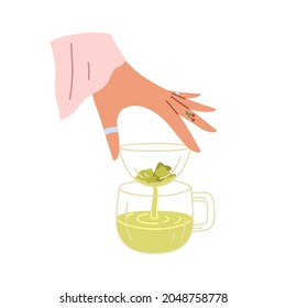 Hand making green tea