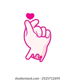 Hand making heart, Finger mini heart symbol. Left human hand with index finger and thumb crossed, Vector illustration