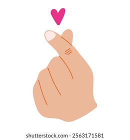 Hand making heart gesture with finger. Ideal for social media posts, Valentine Day designs, love-themed messages