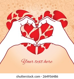 Hand making heart sign. hand heart gesture header. Vector  illustration.