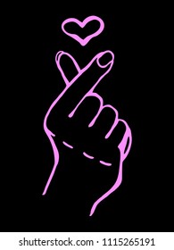 Hand making heart sign. Symbol of the heart and love. Hand-drawn isolated vector illustration.
