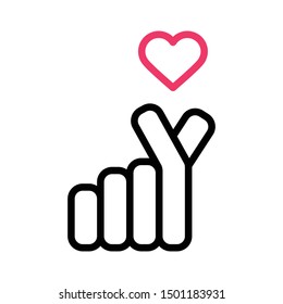 Hand making mini heart sign icons. Vector Illustration.