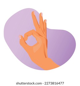 Сartoon hand making OK gesture isolated on white background	