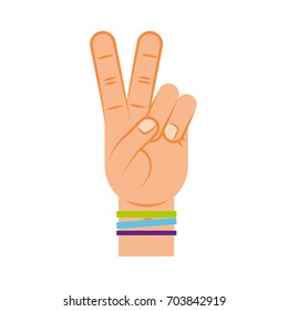 Hand making peace and love